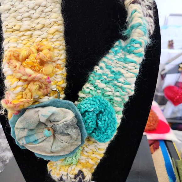 Scarf or necklace, handmade cotton with shines, soft and light. 42 inch long. - Picture 2 of 5